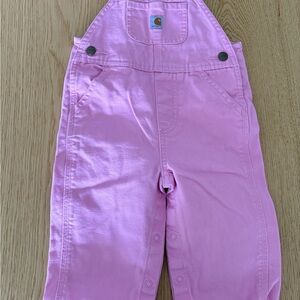 Carhartt Little Girls Pink Cotton Overalls with Chest Pocket